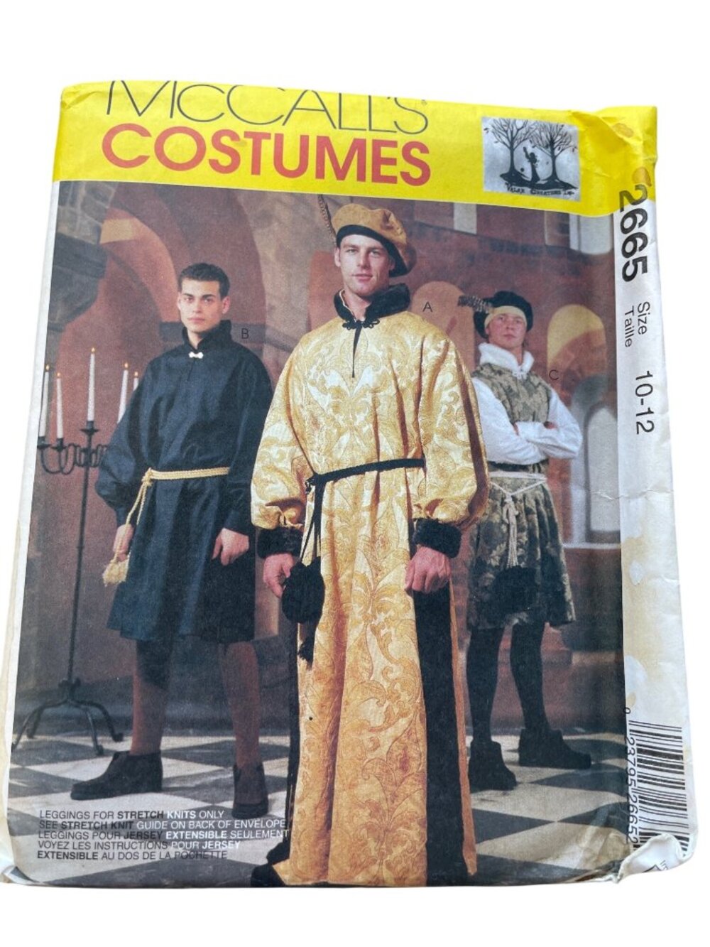 McCalls Costumes 2665 Sewing Pattern Size 10-12 Boys Medieval Costumes UNCUT